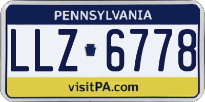PA license plate LLZ6778