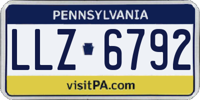 PA license plate LLZ6792