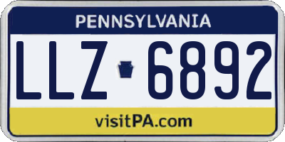 PA license plate LLZ6892