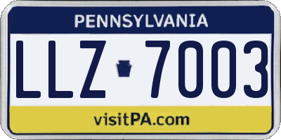 PA license plate LLZ7003