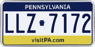 PA license plate LLZ7172