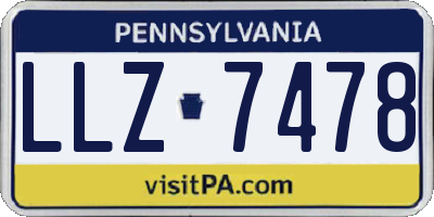 PA license plate LLZ7478