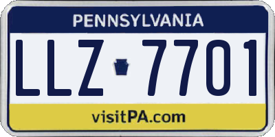 PA license plate LLZ7701