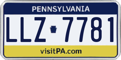 PA license plate LLZ7781