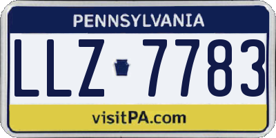 PA license plate LLZ7783