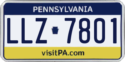 PA license plate LLZ7801