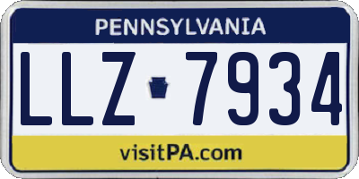 PA license plate LLZ7934