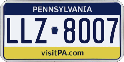 PA license plate LLZ8007