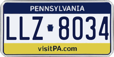 PA license plate LLZ8034