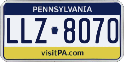 PA license plate LLZ8070