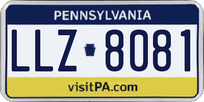 PA license plate LLZ8081