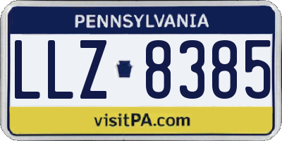 PA license plate LLZ8385