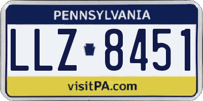 PA license plate LLZ8451