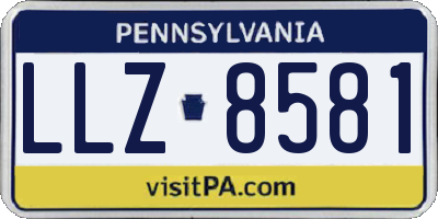 PA license plate LLZ8581