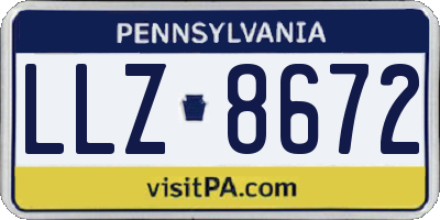 PA license plate LLZ8672