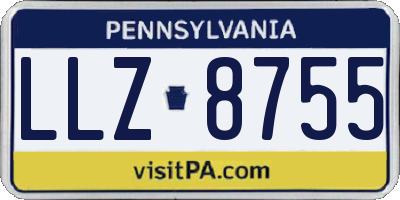 PA license plate LLZ8755