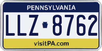 PA license plate LLZ8762