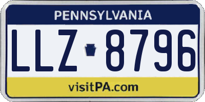 PA license plate LLZ8796