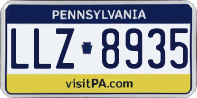 PA license plate LLZ8935