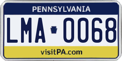 PA license plate LMA0068