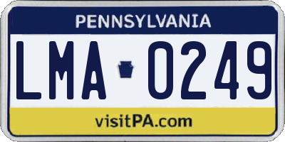 PA license plate LMA0249