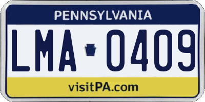 PA license plate LMA0409