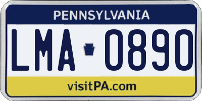 PA license plate LMA0890
