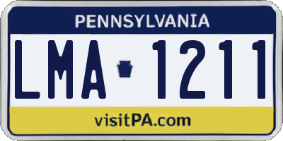 PA license plate LMA1211