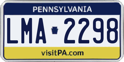 PA license plate LMA2298