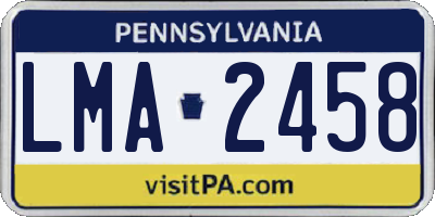 PA license plate LMA2458