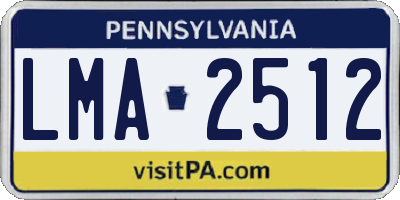 PA license plate LMA2512