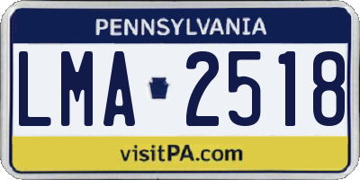 PA license plate LMA2518