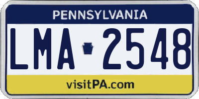 PA license plate LMA2548