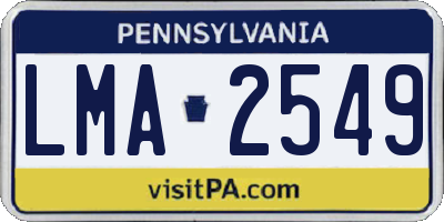PA license plate LMA2549