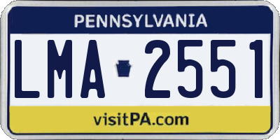 PA license plate LMA2551