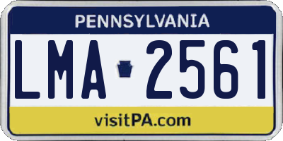 PA license plate LMA2561