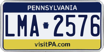 PA license plate LMA2576