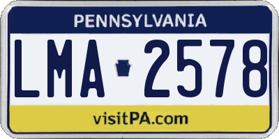 PA license plate LMA2578