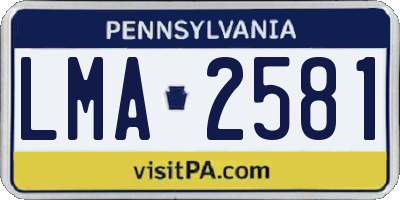 PA license plate LMA2581
