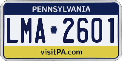PA license plate LMA2601