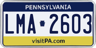 PA license plate LMA2603