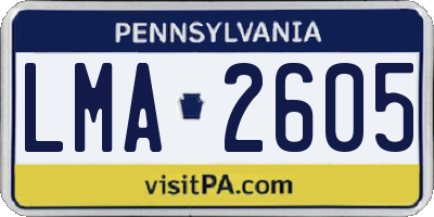 PA license plate LMA2605