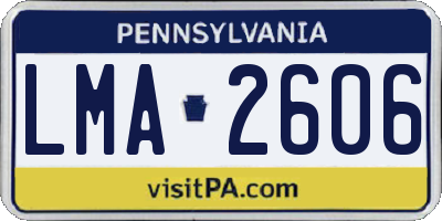 PA license plate LMA2606