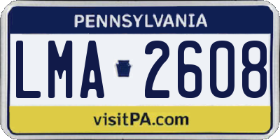 PA license plate LMA2608