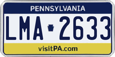 PA license plate LMA2633