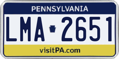 PA license plate LMA2651