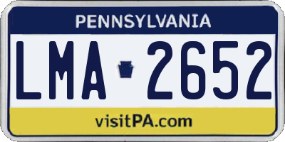PA license plate LMA2652