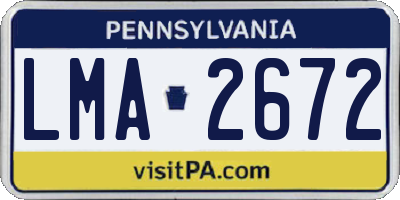 PA license plate LMA2672
