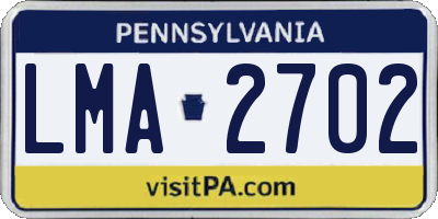 PA license plate LMA2702