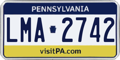 PA license plate LMA2742